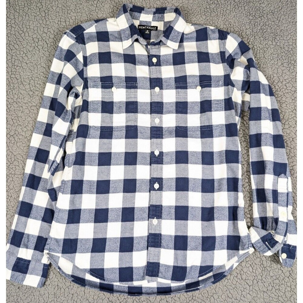 J. Crew Mercantile Flannel Shirt Mens Size Medium Plaid Button Up Casual Cotton